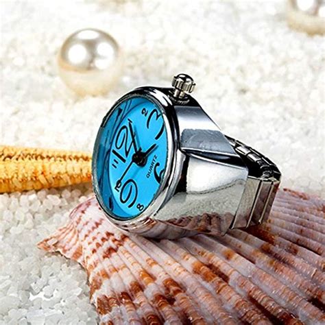 Finger Ring Watch Small Dial Analog Watch Steel Blue : Amazon.in: Fashion