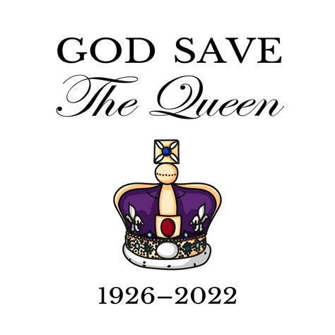 The Queen's death. RIP, God save the Queen. Rest in peace poster with silhouette of Queen ...
