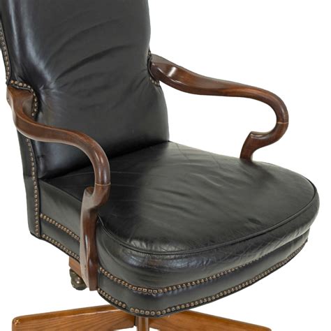 EMERSON’S Black Leather Desk Chair with Gooseneck Arms | Grandview ...