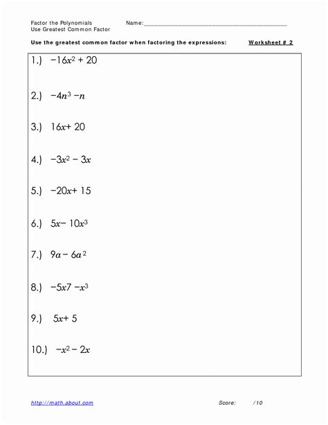 Practice Factoring Worksheet - FactorWorksheets.com