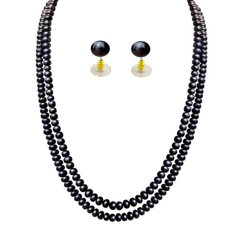 Sri Jagdamba Pearls Dealer Esteem 2 Line Black Pearl Set For Women ...