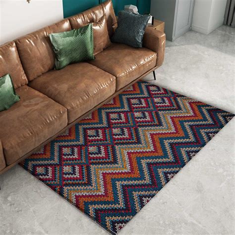 Rangoli Beautiful Chevron Design Anti Skid Carpet