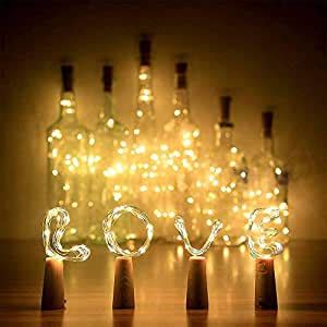 Buy Bharat Gifts 20 LED Wine Bottle Cork Lights Copper Wire String ...