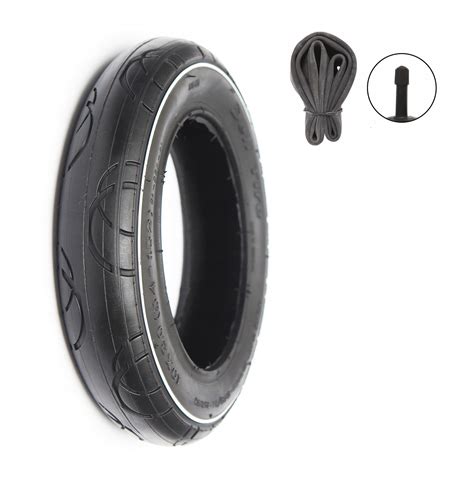 Opona z dętką do wózka, rowerka 12 1/2 x 2 1/4 czarna z białą linią ...