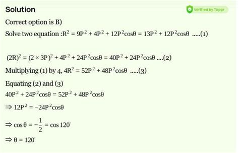 The resultant of two forces 3P and 2P is R. If the first force is ...