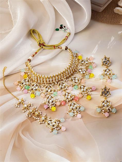 Multicolour Hue Kundan Choker Set – Rubans