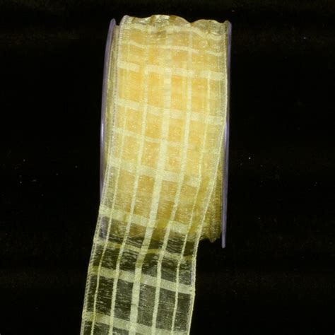 The Ribbon People Pale Yellow Solid and Sheer Check Wired Craft Ribbon ...