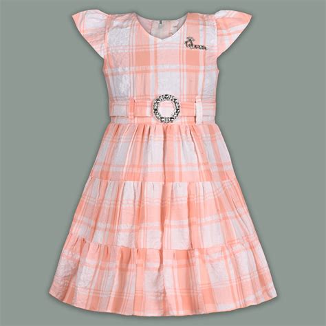 Girls Cotton Checked Party Frock for Girls with Belt Detail – Wish Karo