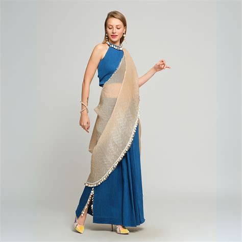 Twee Ready-To-Wear Stitched Denim Sari – TweeInOne - The First ...