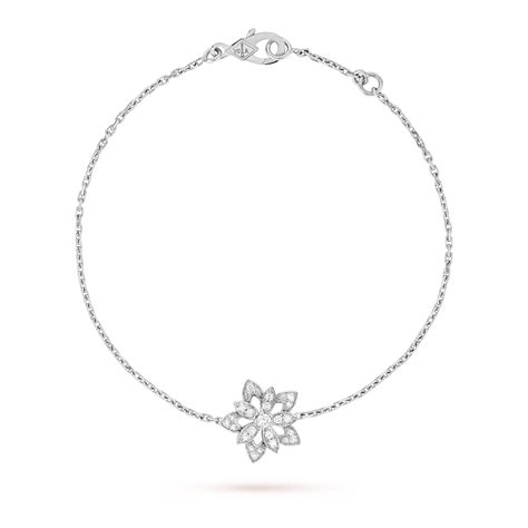 Lotus openwork bracelet mini model 18K white gold, Diamond - Van Cleef ...