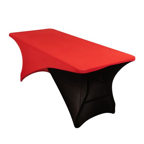 Cross Over Spandex Table Cover 72"x30" Red Black | TableclothsFactory