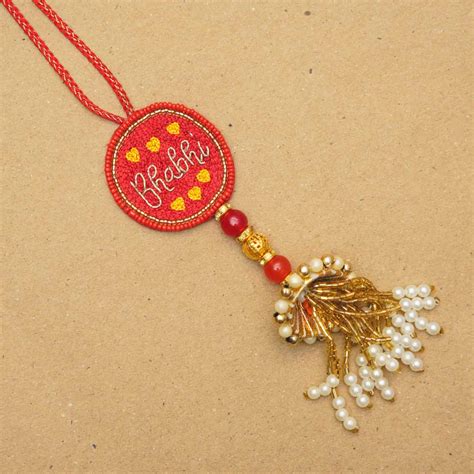 Buy Handmade Beaded Bhabhi Lumba Rakhi With Roli Chawal Online On Zwende