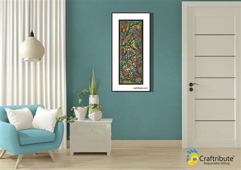 Craftribute Bharni Style Madhubani Painting | Colourful Birds | 14.5 cm ...