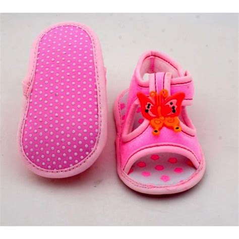 Butterfly Light Pink Velcro Flat (3 to 9 Months) For Baby Boys & Girls ...