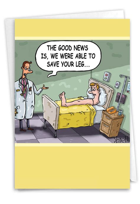 Save Your Leg Cartoons Get Well Paper Card Mike Shiell