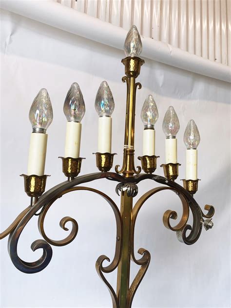 Vintage Pair of Brass and Chrome Candelabra Floor Lamps, circa 1950s at ...