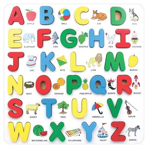 Aditi Toys Wooden Alphabet Board for Kids, 3D Wooden Letter Blocks ...