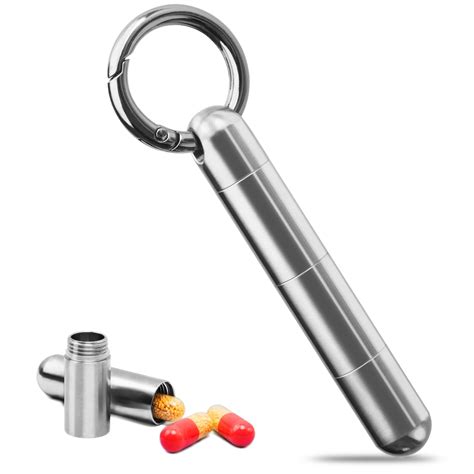 Amazon.com: Autuveen Keychain Pill Holder,Titanium Small Pill Case ...