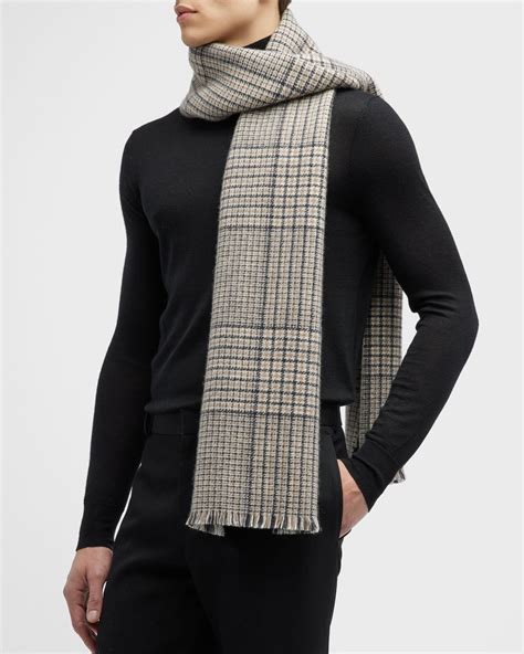 Burberry Men's Classic Check Cashmere Fringe Scarf | Neiman Marcus