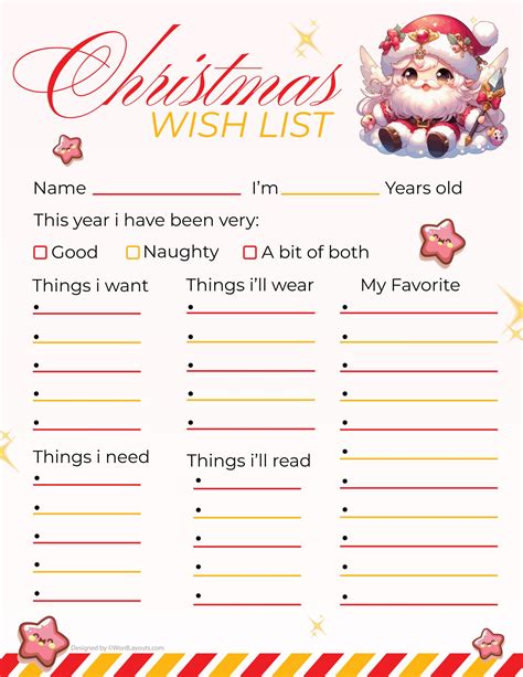 Interactive Christmas Wish List Template - WordLayouts