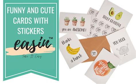 easin 40 Funny Thank You Cards, 4 x 6 in Pun Greeting Note Cards w ...