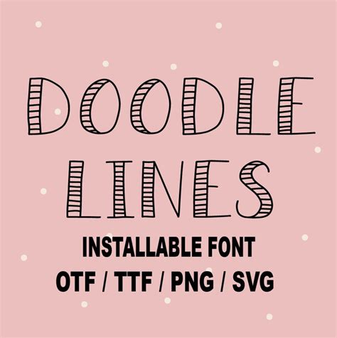 Doodle Font Svg, Doodle Letters TTF, Striped Alphabet Svg, Hand Drawn ...