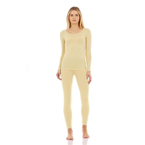 Thermajane Thermal Underwear for Women Long Johns Scoop Neck Set (XXS ...