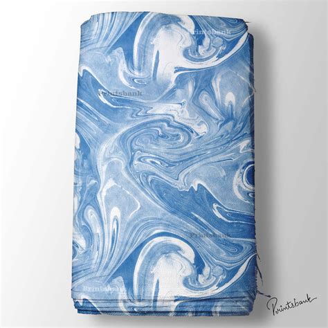 Blue White Marble Printed Fabric Online Store – Printsbank