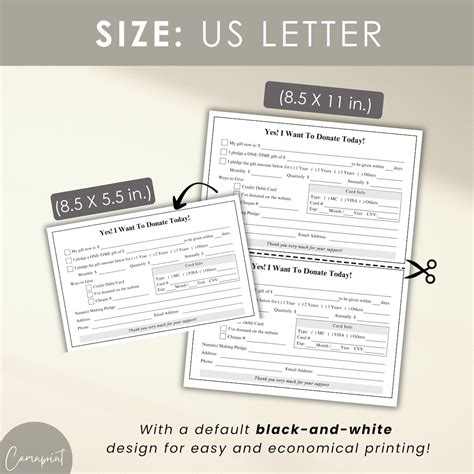 Editable Donation Card Printable Pledge Form, Donation Form, Donation ...