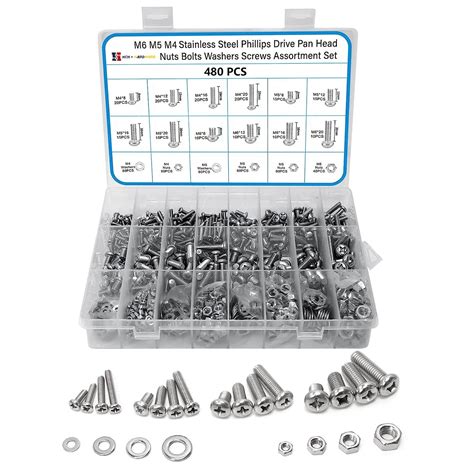 Stainless Steel Flat Washer Screw Combination Kit Screw Bolt Nut Lock ...