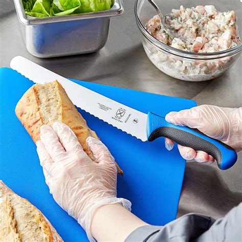 Mercer Culinary M23210BL Millennia® 10" Wide Bread Knife with Blue Handle
