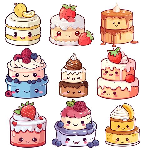 Kawaii Cute XL Cake PNG Bundle - Etsy | Cute drawings, Cute food ...