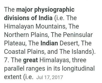 What are the major physiographic divisions of india? Explain. - Brainly.in