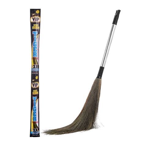 Tiger Brand Broom Black Steel Handle Grass Broom Stick for Home & Floor ...