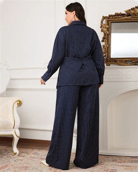 Striped Shirt & Pants Co-ord Set Curve & Plus - Littlebox India