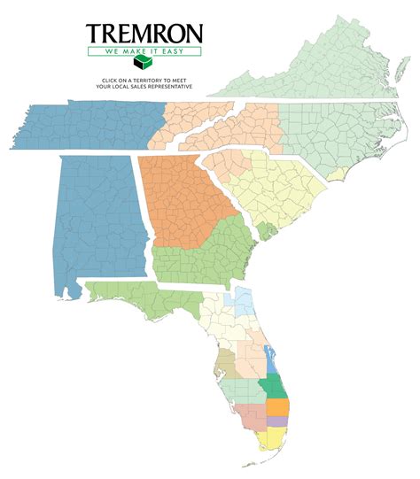 Tremron Sales Representative Territory Map