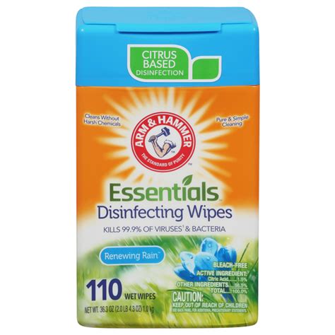 Arm & Hammer Wet Wipes, Disinfecting, Renewing Rain (110 ct) Delivery ...
