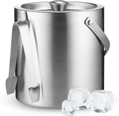 High-Grade Stainless Steel Ice Bucket with Lid and Tongs - 2.8 Litre ...