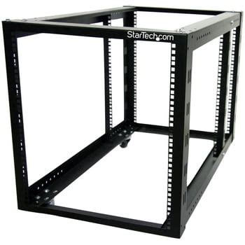 4POSTRACK12A 4ポスト オープンフレーム型12Uサーバーラックキャビネット 調整可能なポスト&キャスター付き 1個 ...