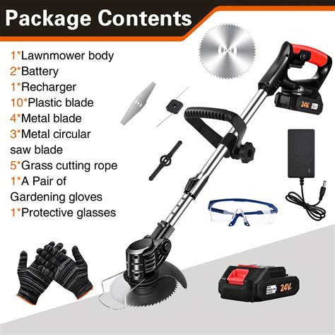 Home Small Portable Electric Lawn Mower - 24V with 2 Lithium Batteries ...