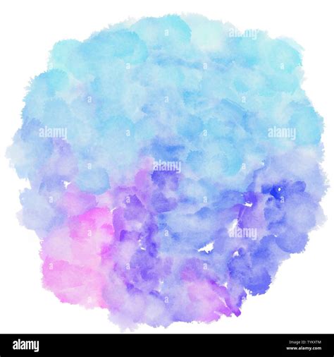 circular watercolour painting. light blue, lavender blue and light ...