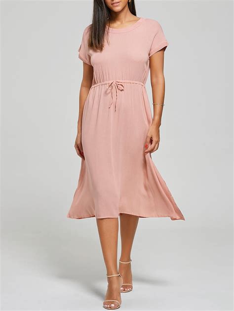 2019 Drawstring Flowy Casual Midi Dress | Rosegal.com
