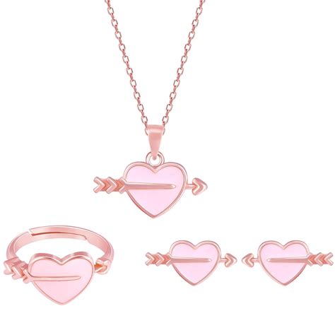 Buy GIVA 925 Silver Rose Gold Romantic Rapture Set | Gifts for Women ...
