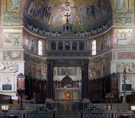 Altar and Ciborium of Santa Maria in Trastevere. Abside Santa Maria ...