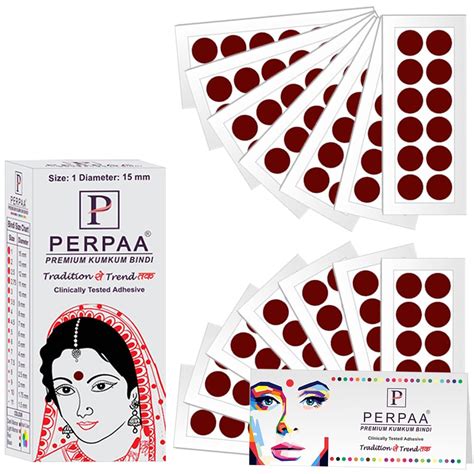 PERPAA Premium Velvet Sticker Kumkum Bindi Box of 15 Flaps - Pottu for ...