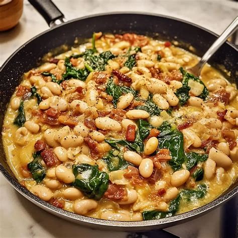 Marry Me White Bean & Spinach Skillet Recipe - Her Kitchen Stories