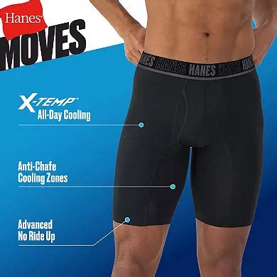Men's Hanes Moves™ Ultimate® 4+1 Bonus Pack Anti-Chafe 8" Long Leg ...