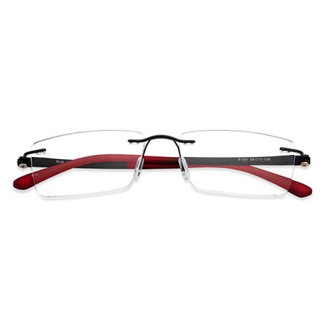 Buy Black Maroon Rimless Rectangle Bolt Air Essentials B-001 Eyeglasses ...