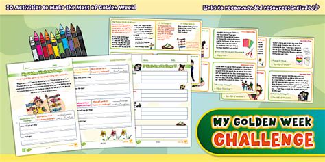 My Golden Week Challenge Cards and Planning Sheet - English