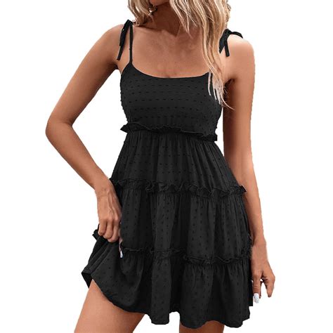 BLVB Womens Summer Dresses 2024 Swiss Dot Spaghetti Strap Sundress ...
